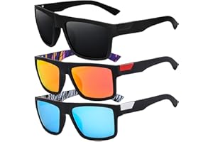 AWAVM 3 sztuki polaryzacyjnych okularów przeciwsłonecznych, ultra lekkie okulary przeciwsłoneczne w stylu retro, kwadratowe okulary przeciwsłoneczne dla mężczyzn i kobiet, wędkarstwo, czarny
