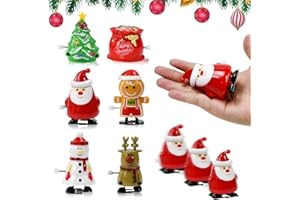 Byfoyif Aufziehspielzeug Weihnachten, 6 Stück Weihnachtsspielzeug-Set zum Aufziehen Uhrwerk Lauf- und Springspielzeug Figur Uhrwerk Spielzeug Aufziehfigur Adventskalender kleinigkeiten für Kinder