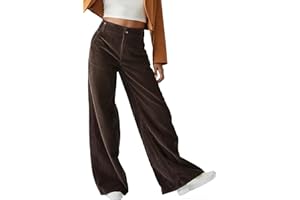 CheChury Pantalón de Pana Pantalones Mujer Pantalon Ancho Pantalones Largos Casuales Vintage Cintura Alta Elástico Sueltos Rectos Elástico Cintura Alta Jogging Fitness con Bolsillos Otoño e Invierno