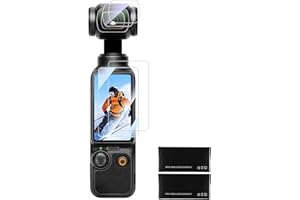 Rtinle Displayschutzfolie Schutzfolie für DJI Osmo Pocket 3 [2+2 Stück], Lens + LCD Screen, 0,3 mm 9H Härte Gehärtetes Glas, Kratzfest, Anti-Wasser Anti-Staub, HD Klare