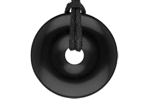 Lebensquelle Plus Donut in pietra preziosa Ø 30 mm + cordoncino in cotone + scheda pietra | Ciondolo naturale | Vera collana curativa, incluso il cordoncino