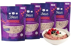 3Bears Porridge Cacao – pacchetto con 4 confezioni (4 x 400g). Con chicchi di cacao e senza zuccheri aggiuntivi. Fiocchi d’avena naturali per colazione
