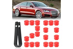 MEXRUMI 20 Pezzi Copri Dadi Ruota 17Mm Copridado Bullone Ruota Copri Dado Esagonale Per Pneumatici Con Set Di Strumenti Di Rimozione Per Auto Rosso