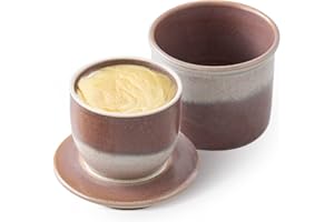 HOME DECOR Reactive Glaze Butter Crock, French Butter Crock for Counter, Butter Keeper with Water Line for Fresh Spreadable Butter -Milk Coffee