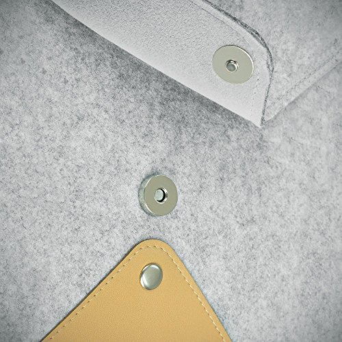 13-13.3 Zoll MacBook Air Hülle / MacBook Pro Retina Hülle, Natur® 13″ 13.3″ Filz Sleeve Hülle Ultrabook Laptop Tasche aus PU Leder Laptop Schutz Hülle mit Zusatzfächern – Grau - 5