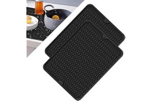 HAOMEEDUO 2 Pcs Alfombrilla Escurreplatos de Silicona 40×30cm Alfombrilla para Secar Platos Escurreplatos Silicona Antideslizante Secado Rápido de Vasos Salvamanteles Silicona para los Utensilios