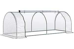 Outsunny Serra da Giardino con Porte Anteriori a Cerniera, Struttura in Acciaio e Copertura in PVC, 250x100x80cm, Verde e Trasparente