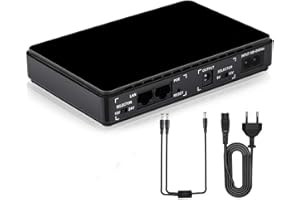 KITBOX Mini UPS Grupos de continuidad con Entrada 100V 240V AC Salida 5V / 9V / 12V / 15V / 24V DC 8000mAh Power Bank para Router inalámbrico, módem,Monitor,VOIP, Webcam, cámara de vigilancia, etc.