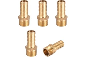 sourcing map 5 Stück Schlauchtülle Messing Schlauchtülle Schlauchanschluss Schlauchverbinder Stecker Adapter Schlauchadapter 10mm Widerhaken x 1/4 "G Buchse Rohr