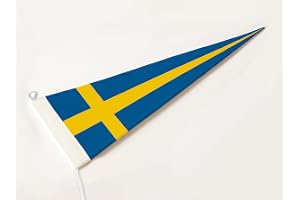 FLAGLY Premium Långväv Sverige 115g/m² Tygvikt, robust och väderbeständigt glanspolyester - Väv Sverige, flaggstångstillbehör (150x40 cm)