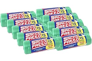 EFFENNE GROUP 150 Sacchi Spazzatura Verdi, Sacchetti Plastica con Manici a Shopper, 55x65cm, Sacchetti Trasparenti Super Resistenti, Sacchetti Spazzatura, Raccolta Differenziata, Raccolta Differenziata Esterno