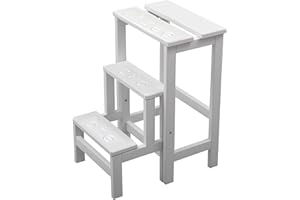GIORDANO SHOP Sgabello Scaletta 60x40x46 cm in Legno Bianco