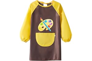 paitok Children's Art Apron Is a Waterproof Apron With Long Sleeves and Perfect for Painting, Cooking, and Messy Activities.6-12 Years Girls/Boys.looks Very Beautiful Kids Apron.
