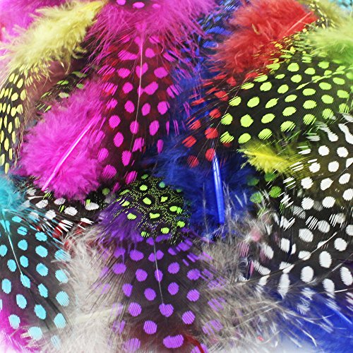 JPSOR 120 Stück 3“-6“ Bunte gefleckte indianer Feder für DIY Kunstwerk, Schmucken und Bekleidung Dekoration, 10 Farben - 3