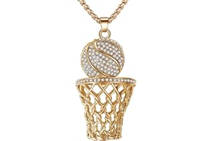 Liitata Basketball Chain Necklace with Hoop Hängsmycke - Bling Hiphop Rockstar Rapper Punk Sport Smycken för Carnival Mottoparty