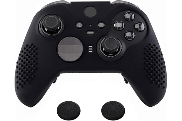 eXtremeRate PlayVital Housse en Silicone Antidérapante pour Xbox Elite Séries 2 Manette, Protection Antidérapante pour Xbox Elite Séries 2 Manette avec Capuchon Joystick, Coque Silicone Noir