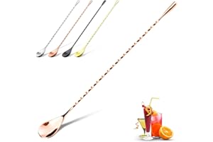 YUNAI Cocktail-Mischlöffel aus Edelstahl, 30 cm Bar Long Handle Löffel, Spiral-Design, langer Griff, Cocktail-Rührlöffel für Cocktail-Shaker, gedrehter Barlöffel, Cocktaillöffel (Rose)