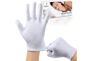 HEFIYOO 7Pair Moisturising Cotton Gloves for Eczema & Dry Hands,Stretchable Washable White Gloves for Men and Women