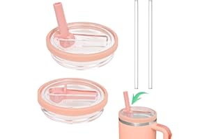 PRZRAO 2 Pièces pour 40 oz Couvercle Étanche, Remplacement de Couvercle pour Gobelet Stanley 40 oz, Sécurisé avec Paille Compatible avec Les Bols Stanley, Rose Pâle