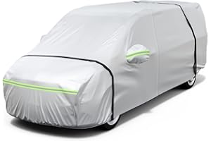 Favoto Funda de Garaje para Coche, Impermeable, Resistente al Polvo, Resistente a los arañazos, para Invierno y Verano, con Cremallera y reflectores para MPV 495-535 cm