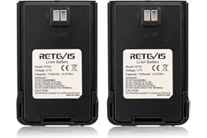 Retevis RT24 Talkie Walkie Batteries Li-ION 3.7V 1100mAh Compatible avec Retevis RT24 Talkies Walkies (Noir, 2 pcs)