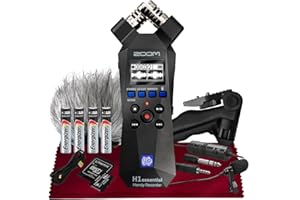 SONICSOUND TECHNOLOGIES Zoom H1essential Stereo Handy Recorder, H1 Essential (H1E) Portable Audio Recorder 32 Bit Float, USB & X/Y Microphone, 64GB SD, Tripod, Condenser Mic, Mic Muff & More for Musicians Vloggers Filmmakers