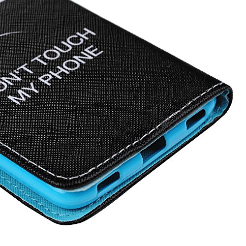 Badalink Huawei Honor 5c Hülle Schutzhülle PU Ledertasche Don’t Touch My Phone Muster Huawei Honor 7 Lite/Huawei GT3 Flip PU Leder Wallet Case Etui Schale mit Magnetverschluss Stand Halter Falten Standfunktion und Cardslots Kredit Karte Kartenfächer Schwarze Augen Cover Schale - 6