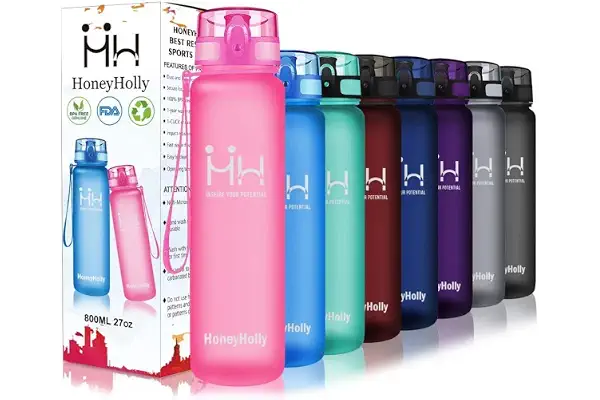 HoneyHolly - Botella deportiva (350/500/800 ml, 1/1,5 L, sin BPA, botella de agua, botella de bicicleta, botella de agua para niños, fitness