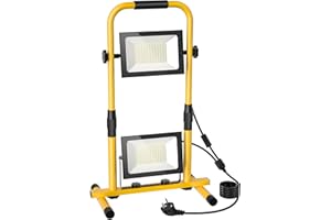 Lightasea LED Baustrahler 200W 20000LM LED Arbeitsleuchte 230v mit H Stand Einstellbar, IP66 Wasserdicht Baustellenlampe LED 6500K Kaltweiß mit 3M Kabel & Stecker für Werkstatt, Baustelle oder Garage