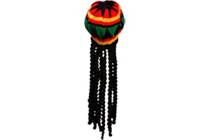 Cetornie AOVNA 1 Pack Rasta Hat with Black Dreadlocks Rasta Dreadlocks Hat