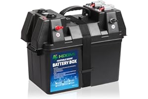HiXiMi Scatola per batterie da 12 V, portatile, multifunzione, per barca marina, camper, campeggio, viaggio, piombo, acido, AGM al litio LiFePO4, scatole di plastica (batteria non inclusa)