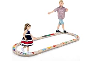 ARK MIIDO Poutre de gymnastique en bois pour enfants, poutre d'équilibre réglable pour aire de jeux pour enfants, poutre de poussée pour enfants, amusement d'activité