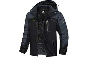 GEMYSE Homme Veste de Ski Imperméable de Montagne Manteau d'hiver Extérieur en Polaire Coupe-Vent avec Capuche
