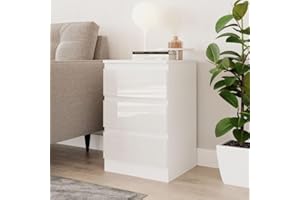 URBNLIVING 62cm High Gloss Bedside Chest of Drawers - 3 Drawer Bedroom Storage Cabinet with Smooth Metal Runner - Modern Dresser Bedside Table for Bedroom Living Room Office Hallway