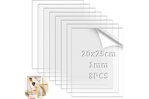 TXXATX 8 Pièces Plexiglass Plaque Transparent 25x20 cm Plexiglass 1mm Plaque Plexiglas Transparent Plaque Acrylique pour Cadre Photo Peinture Exposition de Projet DIY Horaires
