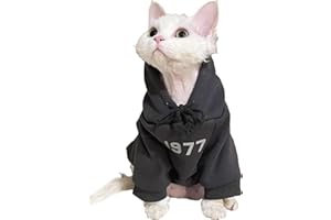 KASESSS Katzenbody, Katzenbekleidung, Sweatshirt Kostüm Für Katzen, Katzen Kleidung mit Kapuze, Langärmlige Cat Clothing mit Dünnem Fleece, Katzens-Winterkleidung für Katzens Kleine Hunde, Schwarz, M