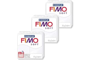 JustArtsCrafts FIM Soft Polymer Oven Hardening Modelling Clay - Most Popular Colours - 57g - Set of 3 - White
