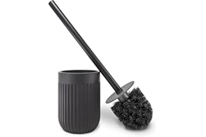 Nadi Collection | Escobilla de baño-WC-Inodoro | Resina | Negro Mate | Serie Urban | Cepillo Negro Desmontable | 9.4cm ∅ x 35.5 cm Alto (Negro)