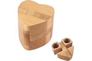 MEDIFIER Wooden Magic Box Puzzle Boxes with Hidden Compartments for Adults Intelligent Brain Teaser Hard Difficult Impossible Ring Necklace Heart Case Holder Surprise Secret Gift for Girlfriend