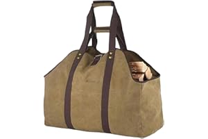 Linxor - Sac de transport pour bois de chauffage, bûches en toile imperméable - Marron