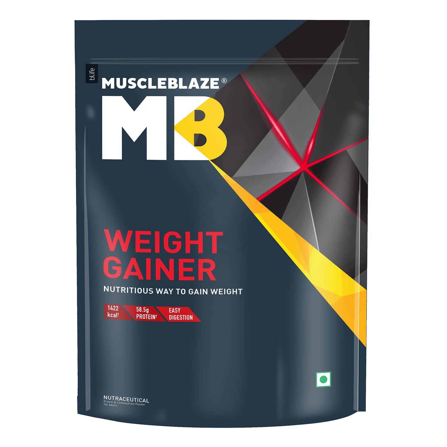 MuscleBlaze Weight Gainer Powder With Added Digezyme (Chocolate, 1Kg / 2.2Lbs, 10 Servings)