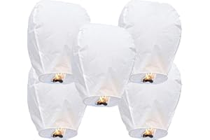 LABOTA 5 Pack Chinese Sky Lanterns, Sky Lantern to Release in Memory, 100% Biodegradable, Eco Friendly, Floating Lanterns for Outside Flying, Party Decoratin, Birthday, Eid, Funeral, Memorial Day