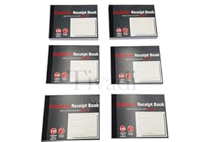 TIVADI Duplicate Receipt Book, Cash Book, A6 Size, 80 Pages, Numbered 1-80, Pack of 6 Books