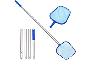 NEPHELOLUX Pool Kescher Netz, 175cm Whirlpools Kescher Blätter Reinigungsnetz Feinmaschig Poolreinigung 4 Abnehmbare Schnittstelle Aluminiummast Reiniger Laubkescher Netz für Aquarium/Brunnen/Teiche