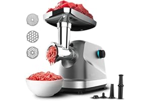 Cecotec Picadora Eléctrica de Carne Crusher 1400 Steel, 1360 W, Óptimo para Picar, Trocear y Cortar, 1 Cuchilla Acero Inox y 3 Placas de Corte con agujeros para 3 mm, 5 mm y 7 mm