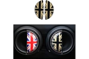 PCSG 3D Interior Door Handle Sticker Cover Decoration Styling for Mini Cooper S Clubman Cars Door Lock Logo (Gold Black Union Jack)