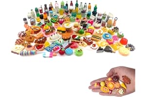 ZORVYN 50Pezzi Accessori Casa delle Bambole, Mini Food, Cibo in Miniatura per Bambole, Accessori Bambole, Miniatura Accessori（30 mini Cibo e 20 mini bottiglie）