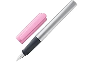‎LAMY Lamy nexx rose Füller - Füllhalter mit rutschfestem Griff & polierter Stahlfeder in Strichbreite A - dreieckiges Gehäuse aus Aluminium - inkl. Tintenpatrone T 10 blau - Rechtshänder