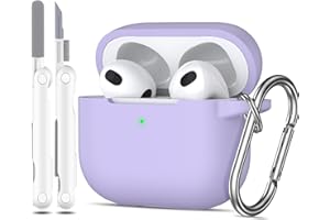 MHYALUDO Custodia per Airpods 3a generazione 2021,Custodia protettiva in morbido silicone per Airpods 3 con LED visibile sulla parte anteriore,con kit di pulizia,Uva viola