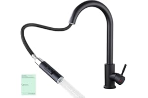 KIMIGO Bateria kuchenna czarna, bateria kuchenna rozsuwana, bateria rozsuwana, baterias kuchenna obrotowa 360°, wyjmowany rdzeń piankowy, dwa rodzaje strumienia wody, do bojlerów